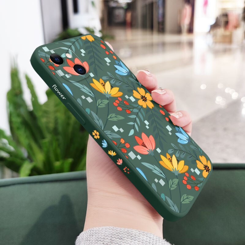 Color Flowers Silicone Case For iPhone