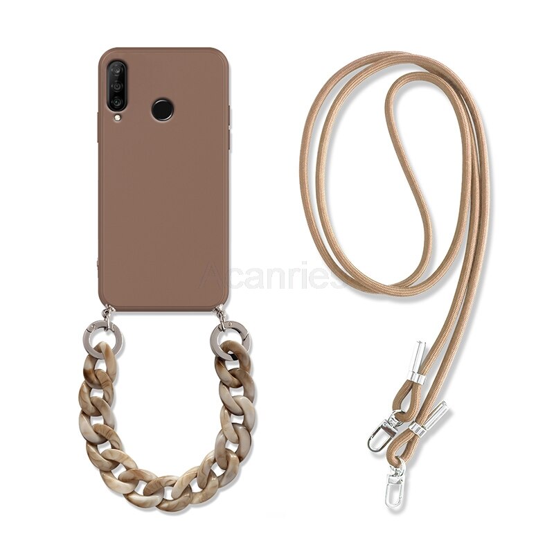 Crossbody Lanyard Necklace Marble Chain Case For Huawei.