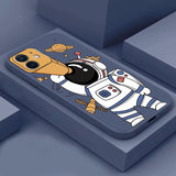 Cute Astronaut Liquid Silicon Case For iPhone