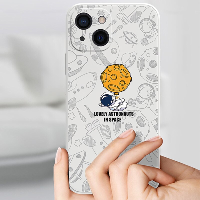 Cute Astronaut Silicone Phone Case For iPhone