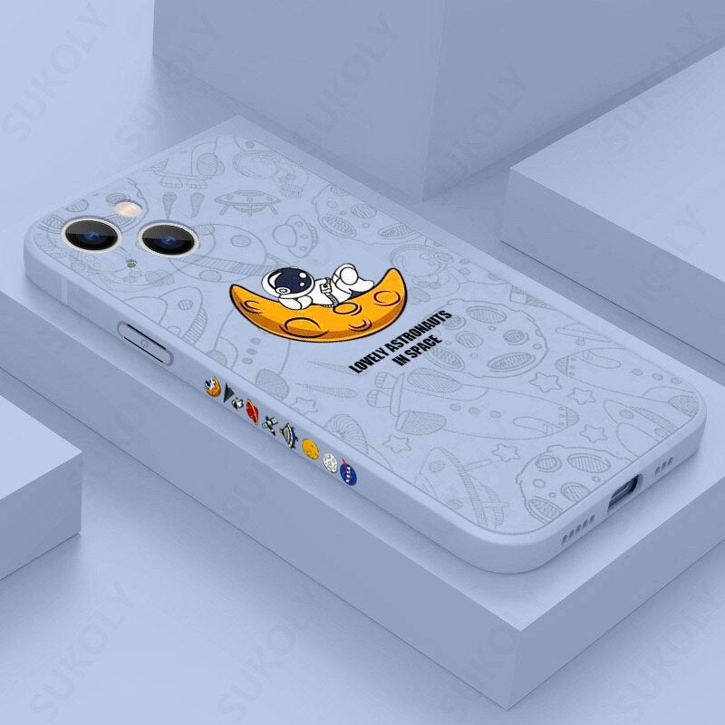 Cute Astronaut Silicone Case For iPhone