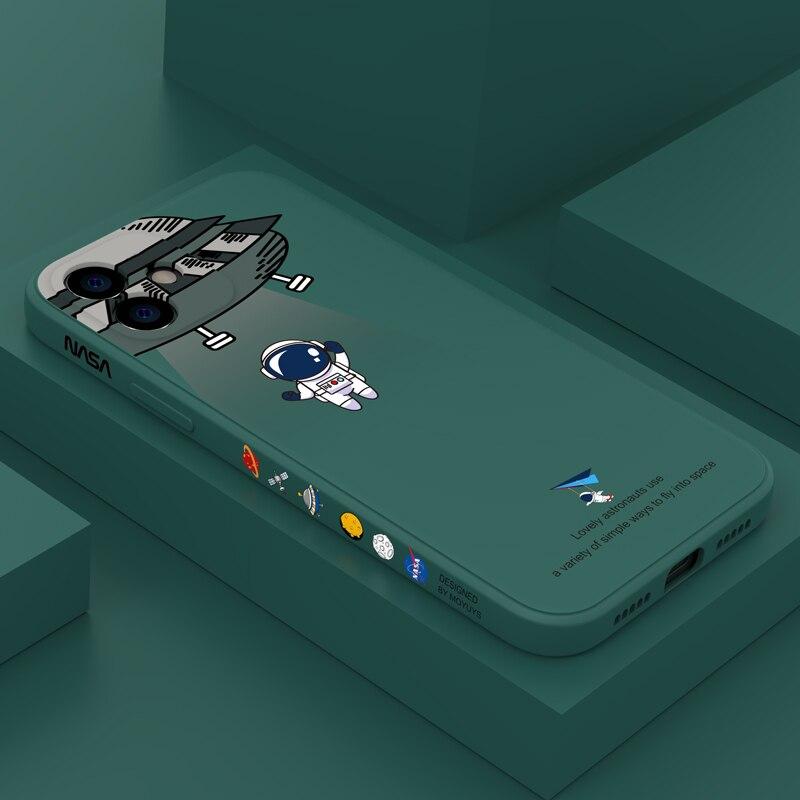 Cute Astronaut Liquid Silicone Case For iPhone