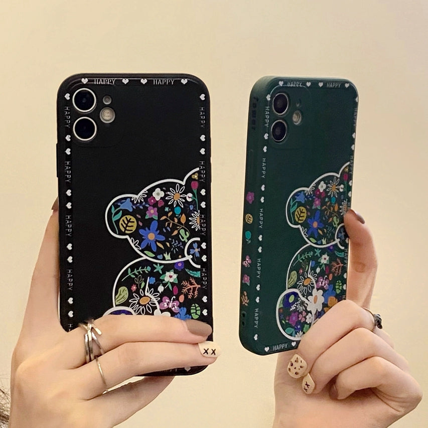 Cute Flower Bear Silicone Case For Samsung Galaxy