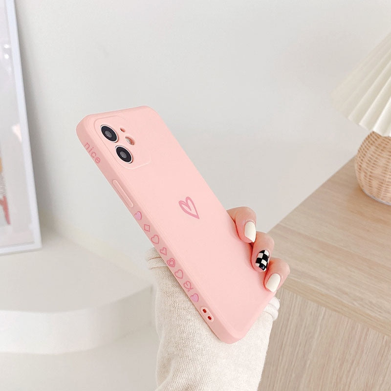 Cute Love Heart Frame Silicone Case For iPhone