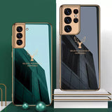 Deer Pattern Plated Tempered Glass Case For Samsung