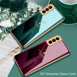 Deer Pattern Plated Tempered Glass Case For Samsung