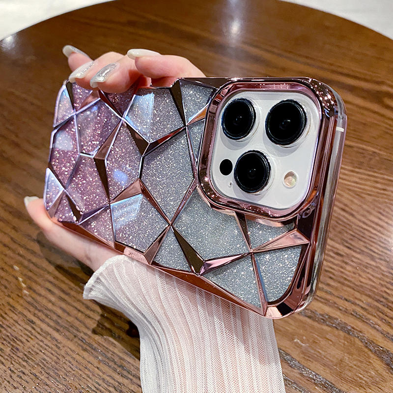 Irregular 3D Rhombus Plating Case for iPhone