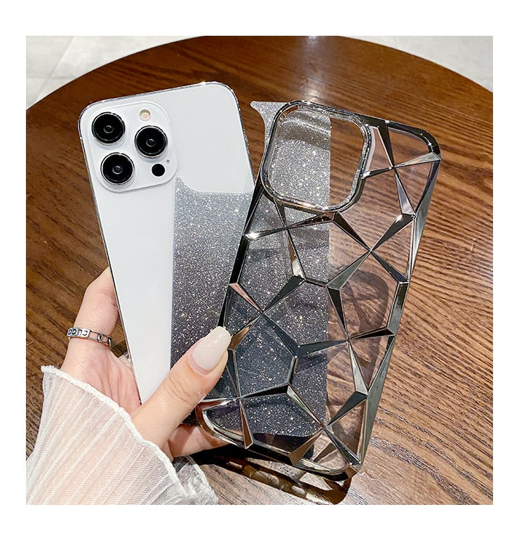 Irregular 3D Rhombus Plating Case for iPhone