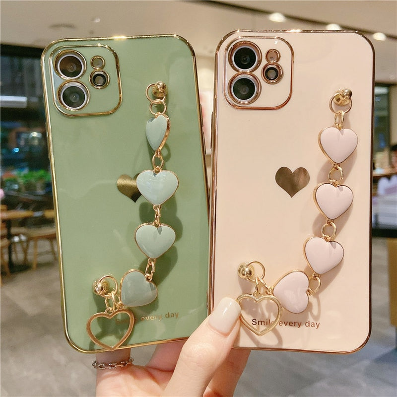 Electroplated Love Heart Case For iPhone