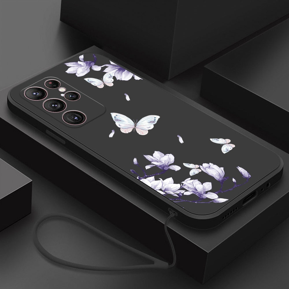 Flower Butterfly Silicone Case For Samsung Galaxy