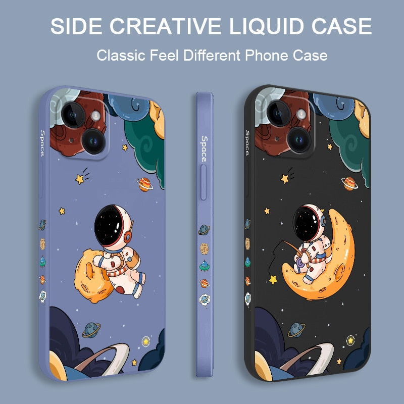 Flying Astronauts Silicone Case For iPhone