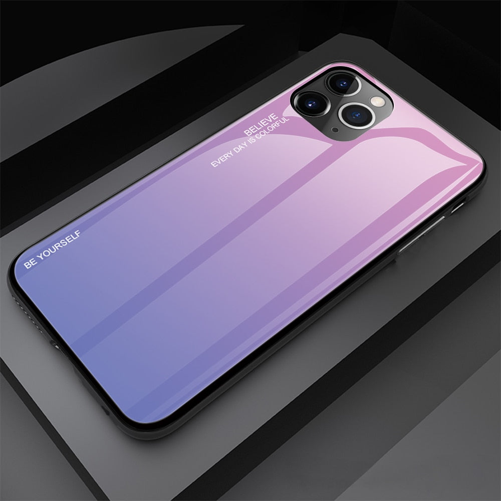 Gradient Tempered Glass Case For iPhone