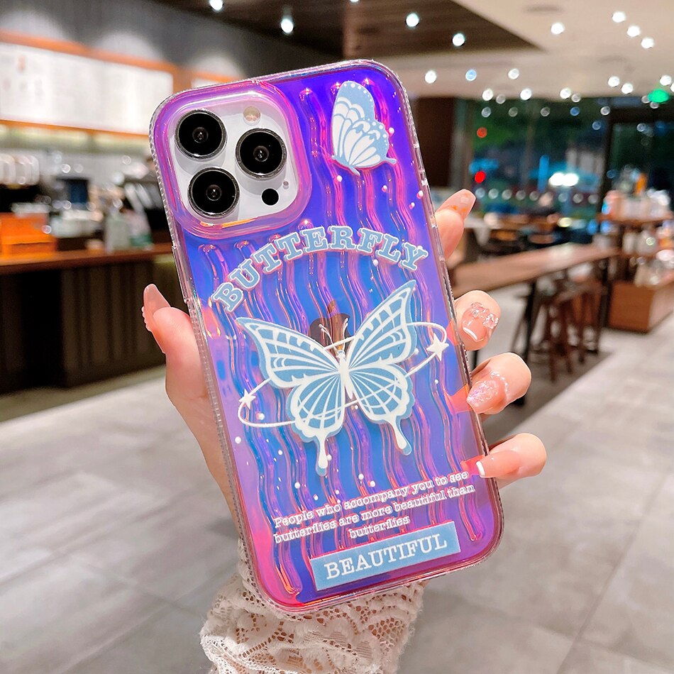 Butterfly Laser Colorful Plating Case for iPhone