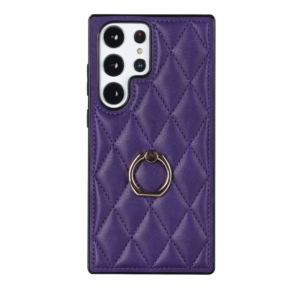 Ring Holder Kickstand PU Leather Case For Samsung