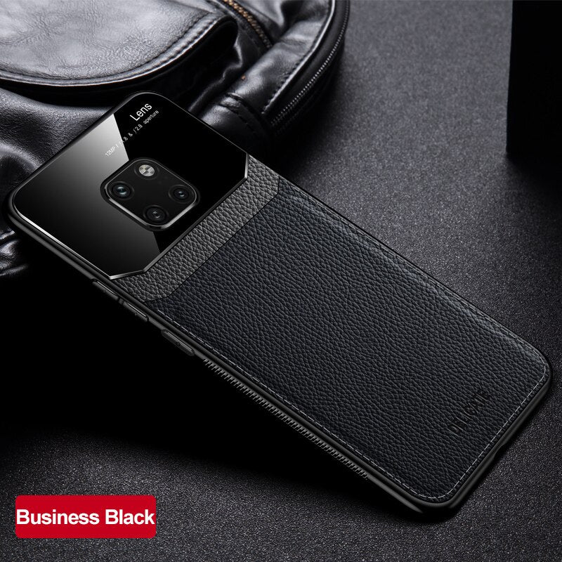 Glass Back Leather Case for Huawei.