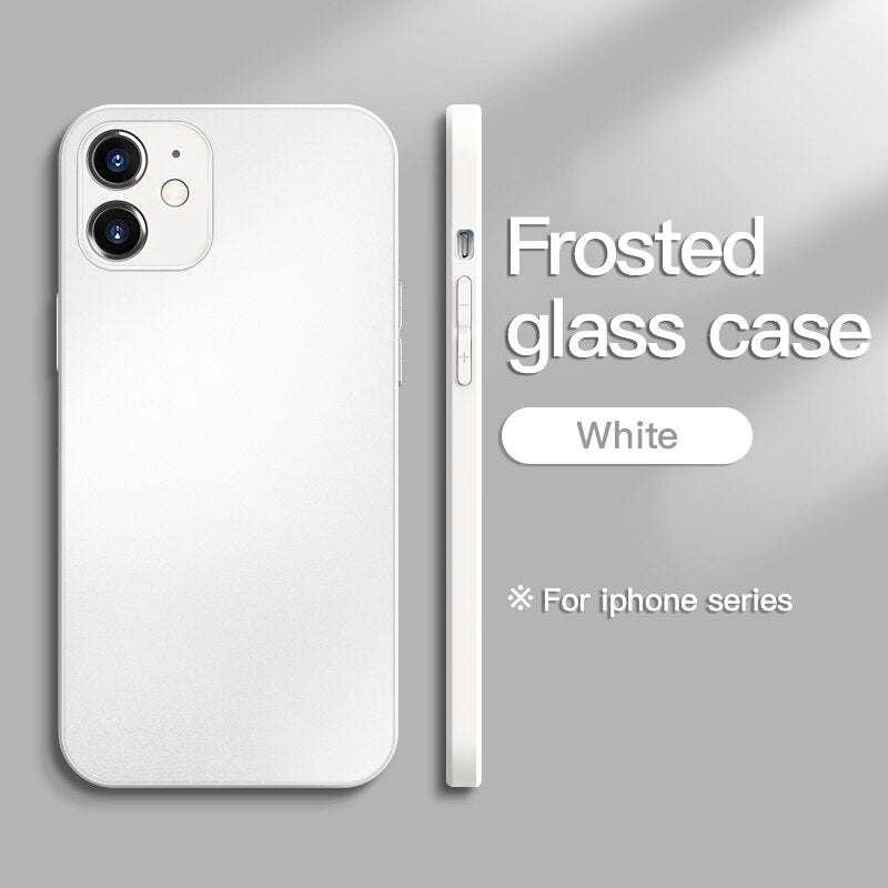 Square Tempered Glass Shockproof Case For iPhone