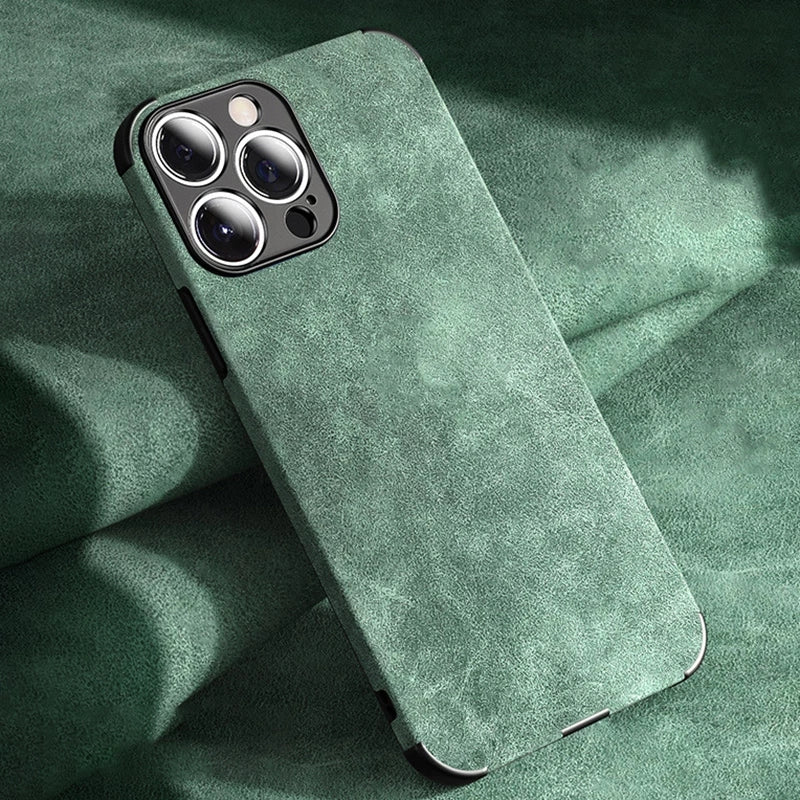 Lens Protection Leather Silicone Case For iPhone