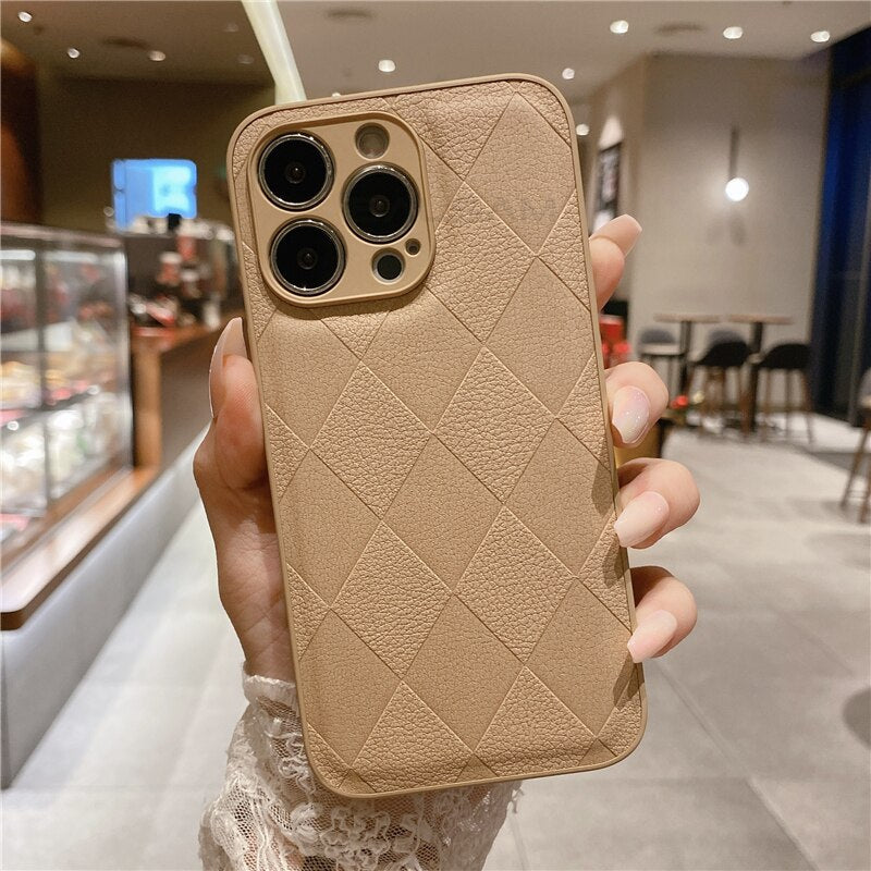 Leather Texture Shockproof Case For iPhone