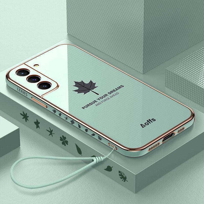 TPU Plating Maple Leaf Square Case For Samsung