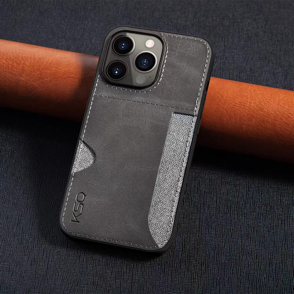 Leather Card Holder Back Cover For iPhone