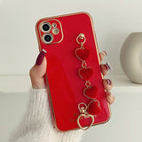 Plating Heart Wrist Chain Silicone Case For Samsung