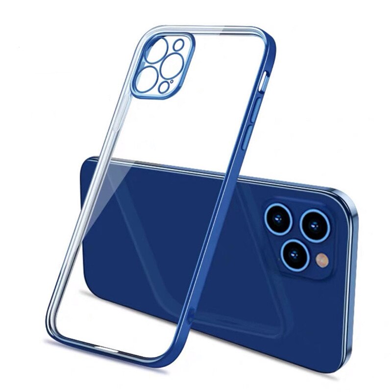 Plating Square Clear Silicone Case For iPhone