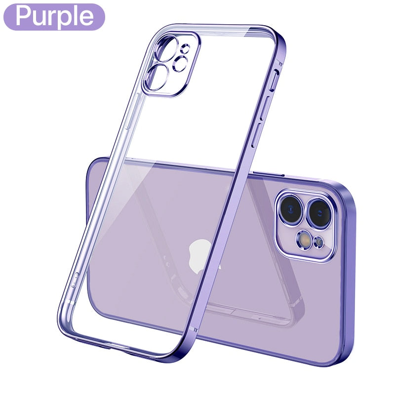 Square Silicone Transparent Case for iPhone