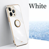 Plating Square Ring Holder Case For iPhone