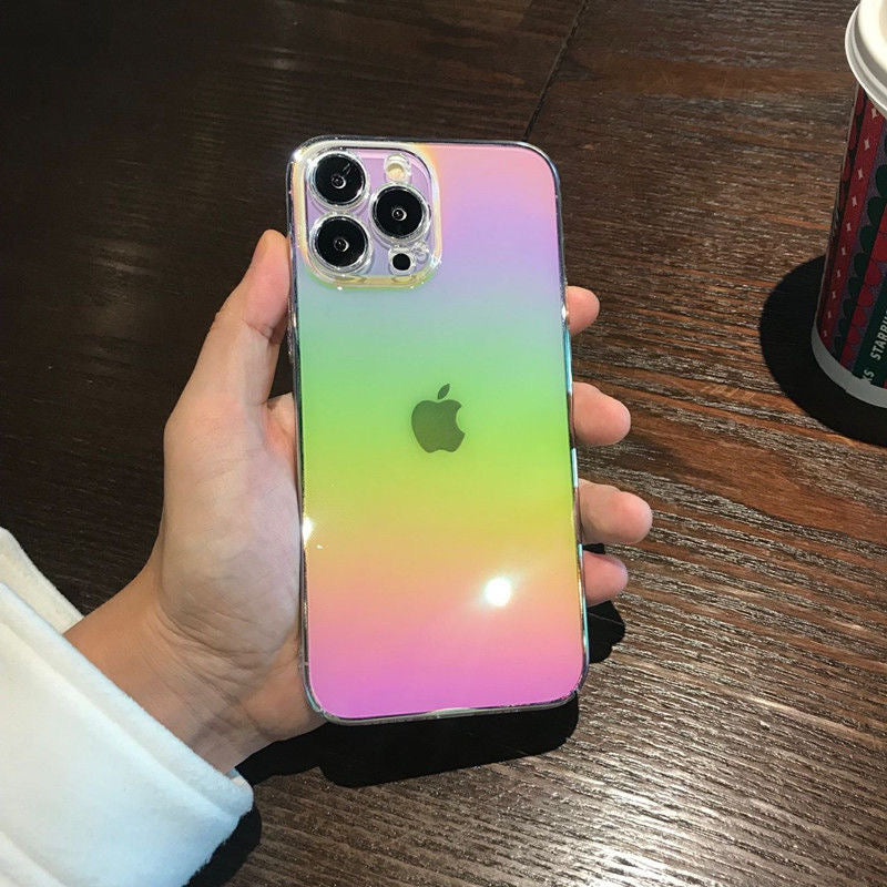 Rainbow Laser Transparent Soft Case for iPhone