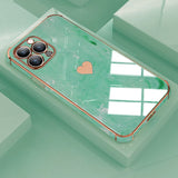 Love Heart Marble Aesthetic Plating Case For iPhone