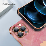 Love Heart Marble Aesthetic Plating Case For iPhone