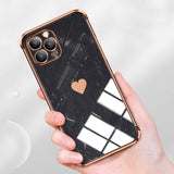 Love Heart Marble Aesthetic Plating Case For iPhone