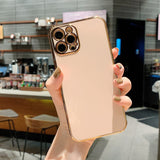 Solid Plating Lens Protection Soft Case For iPhone