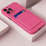 Card Slot Soft Silicone Case For iPhone