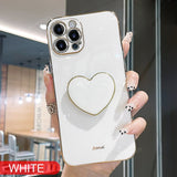 Plating Love Heart Phone Holder Case For iPhone