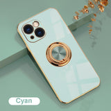 Ring Holder Plating Silicone Phone Case For iPhone