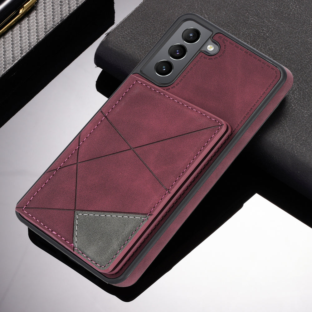 Geometric Leather Wallet Case For Samsung Galaxy