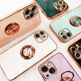 Plating Ring Holder Silicon Case For iPhone