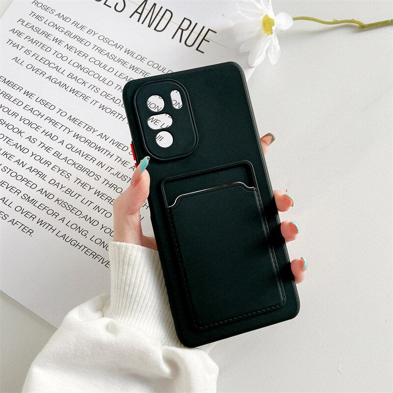 Silicone Wallet Card Holder Phone Case For Xiaomi Redmi