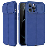 Leather Texture Slide Camera Lens Protection Case For iPhone