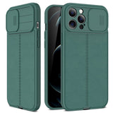 Leather Texture Slide Camera Lens Protection Case For iPhone