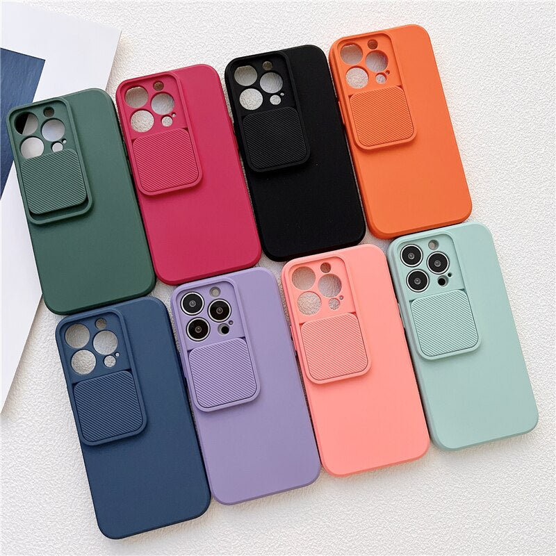 Slide Camera Protection Silicone Case For iPhone