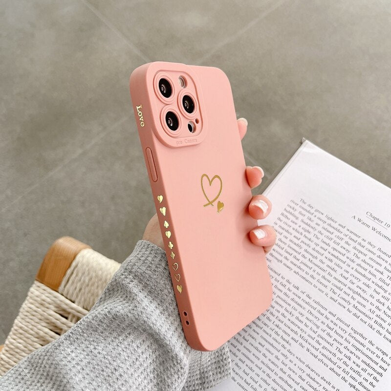 Soft Love Heart Shockproof Case For iPhone
