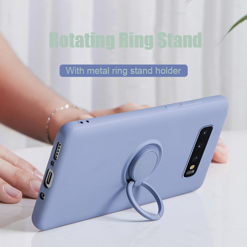 Soft Silicone Ring Stand Case For Samsung