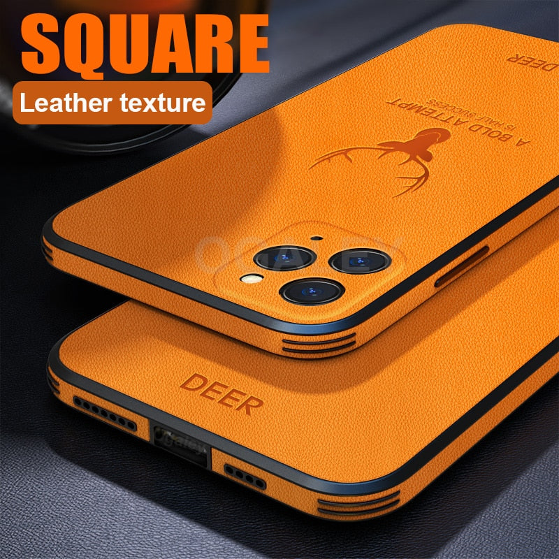 Luxury Brand Square Leather Phone Case For IPhone 13 12 11 Pro Max