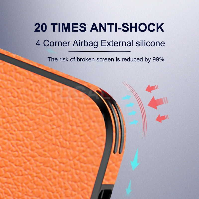 Square Leather Shockproof Case For iPhone