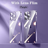 Square Plating Transparent Lens Protective Case For iPhone