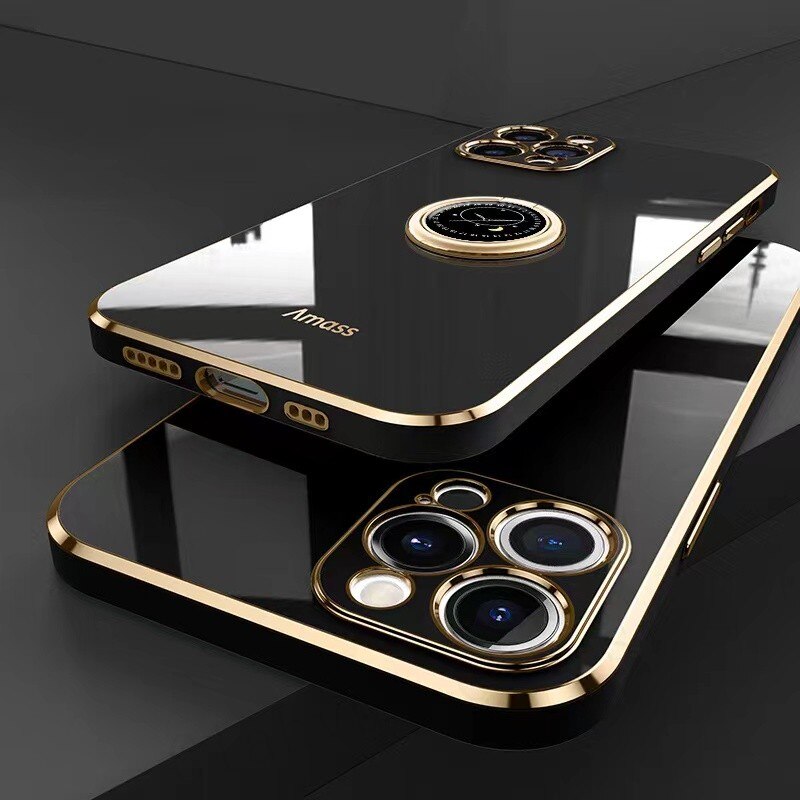 Ring Holder Plating Phone Case For iPhone