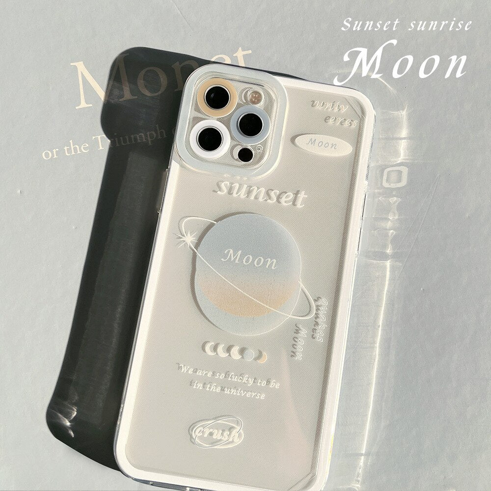 Sunset Moon Planet Soft Protective Case for iPhone