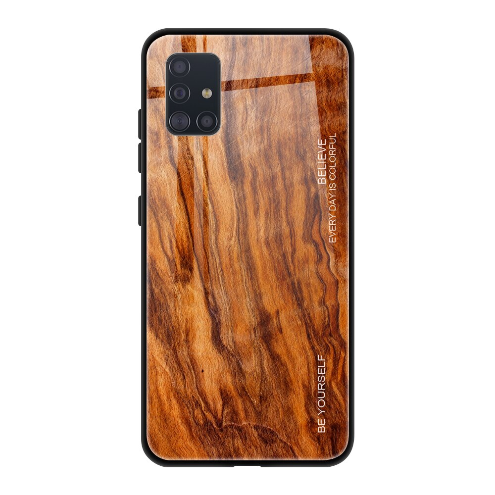 Wood Grain Tempered Glass Case for Samsung